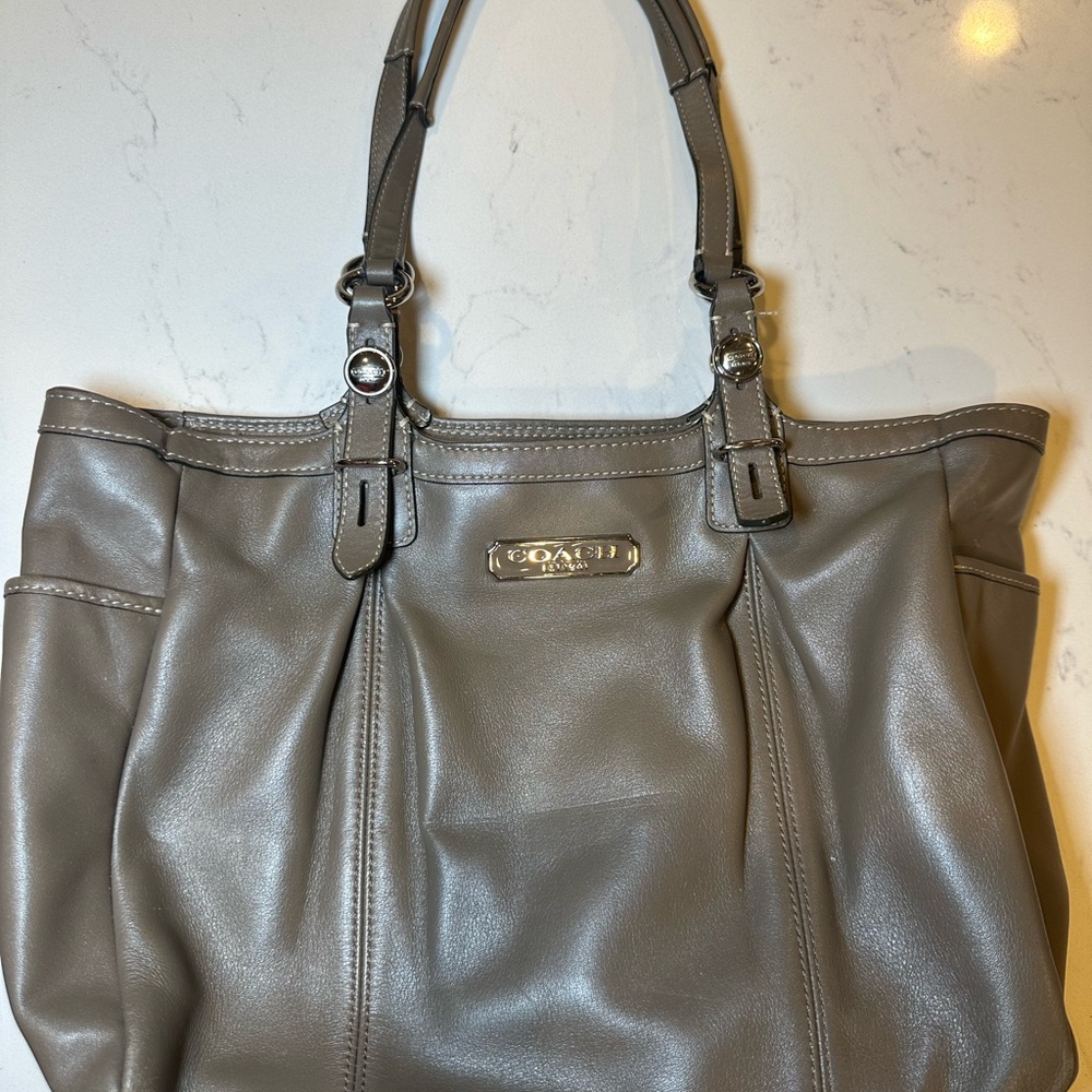 Coach Taupe Leather Tote Bag
